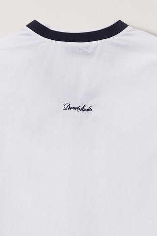 UNISEX V-NECK WOVEN TOP WHITE