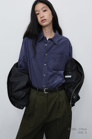 UNISEX CORDUROY SHIRT WASHED BLUE