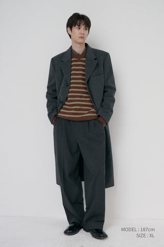 UNISEX 2-WAY 3 BUTTON CASHMERE COAT CHARCOAL GREY