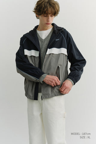 UNISEX BLOCKED WINDBREAKER NAVY