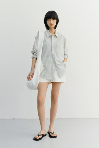 UNISEX SEERSUCKER BD SHIRT IVORY CHECK