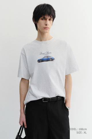 UNISEX SUMMER HOLIDAY CAR T-SHIRT LIGHT MELANGE GREY