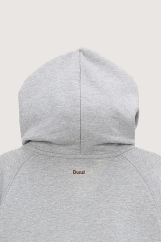 UNISEX LEATHER LOGO ZIP-UP HOODIE MELANGE GREY