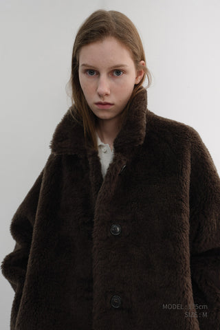 FLUFFY FUR JACKET BROWN