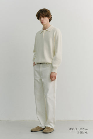UNISEX CASHMERE COLLARED SWEATER IVORY