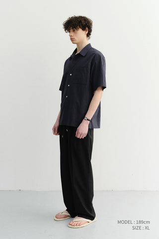 UNISEX OPEN COLLARED SHIRT NAVY