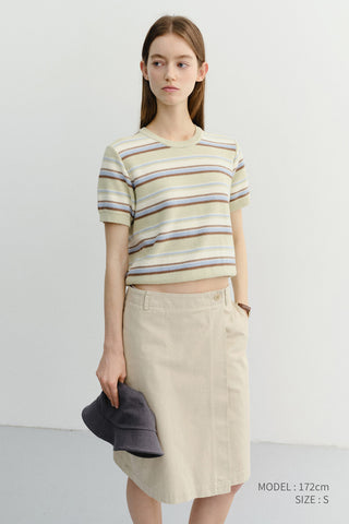 UNISEX STRIPED CREWNECK KNIT MINT CREAM