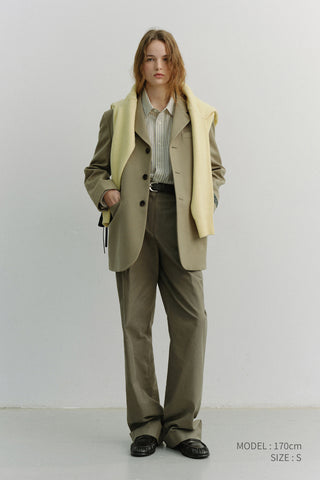 UNISEX 3 BUTTON WOOL BLAZER KHAKI BEIGE