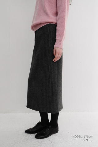 H-LINE LONG SKIRT GREY STRIPE