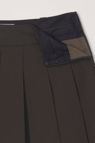 PLEATS MINI SKIRT BROWN