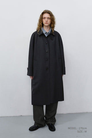 UNISEX H-LINE WOOL MAC COAT CHARCOAL GREY