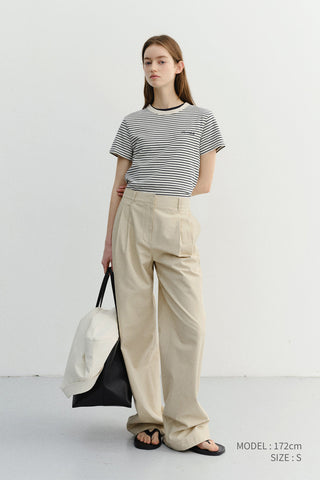 ESSENTIAL STRIPE LOGO T-SHIRT CREAM NAVY STRIPE