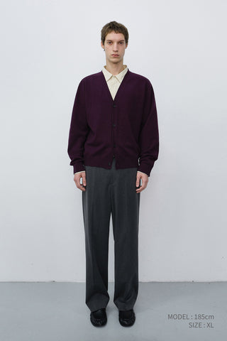 UNISEX V-NECK CARDIGAN PLUM