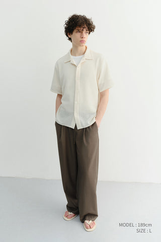 OPEN COLLARED CROCHET SHIRT CREAM