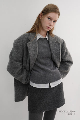 WOOL MINI SKIRT MELANGE GREY