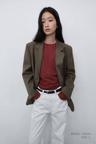 ESSENTIAL 2 BUTTON WOOL BLAZER MOCHA BROWN
