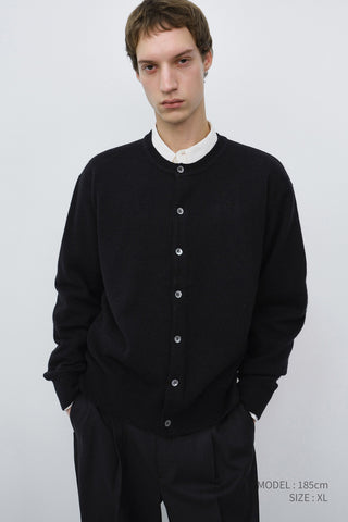 UNISEX CREWNECK KNIT CARDIGAN BLACK