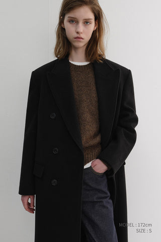 UNISEX TAILORED DOUBLE-BREASTED CASHMERE COAT BLACK