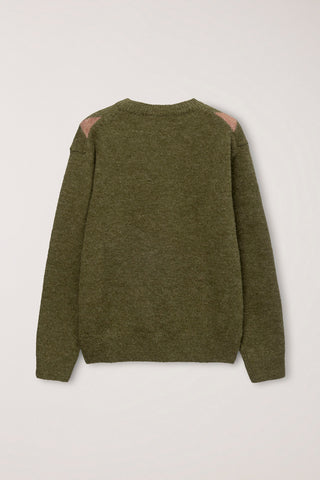UNISEX HAIRY ALPACA ARGYLE SWEATER OLIVE KHAKI
