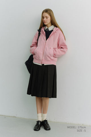 UNISEX GARMENT DYED ZIP-UP HOODIE LIGHT PINK