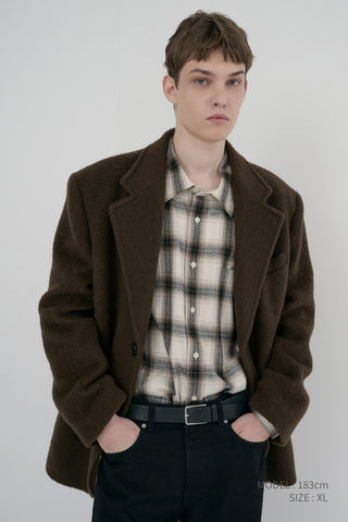 UNISEX WINTER FLANNEL CHECKED SHIRT BEIGE
