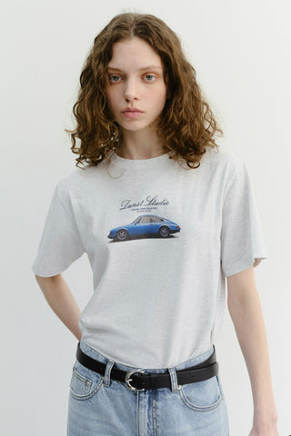 UNISEX SUMMER HOLIDAY CAR T-SHIRT LIGHT MELANGE GREY