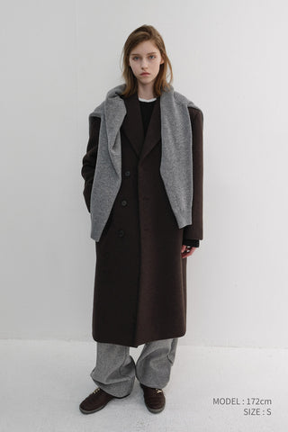 UNISEX BOXY TAILORED COAT DEEP BROWN