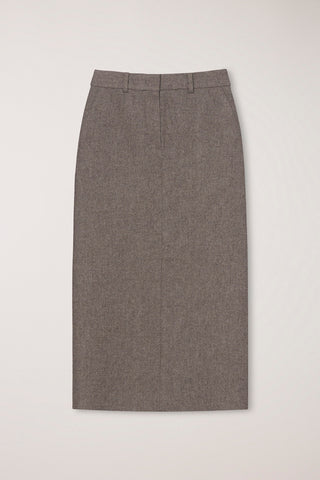 H-LINE LONG SKIRT MELANGE BROWN