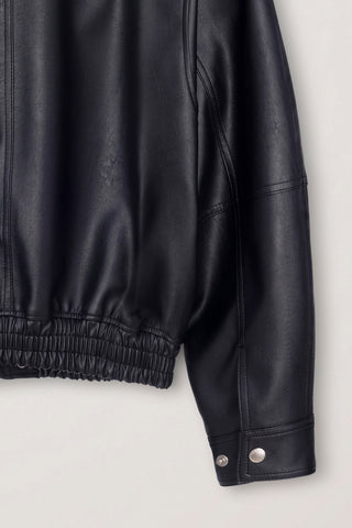 UNISEX CROPPED ALTER-LEATHER BLOUSON BLACK