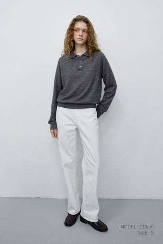 UNISEX COLLARED SWEATER MELANGE GREY