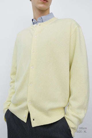 UNISEX CREWNECK KNIT CARDIGAN LEMON BUTTER