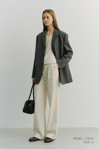 DOUBLE PLEATED CHINO SLACKS IVORY