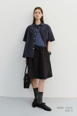 UNISEX OPEN COLLARED SHIRT NAVY