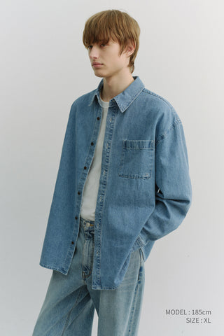 UNISEX OVERSIZED DENIM SHIRT LIGHT BLUE