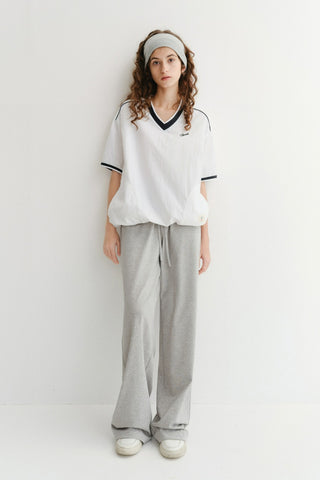 UNISEX V-NECK WOVEN TOP WHITE