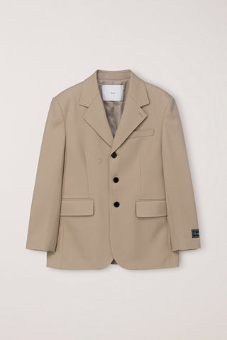 UNISEX REFINED MASCULINE WOOL BLAZER CARAMEL BEIGE