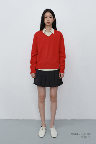 UNISEX CASHMERE V-NECK SWEATER RED