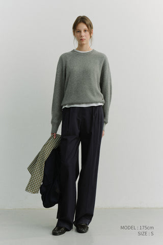 DOUBLE PLEATED CHINO SLACKS NAVY