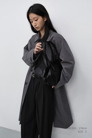 DOUBLE PLEATED WIDE SLACKS BLACK