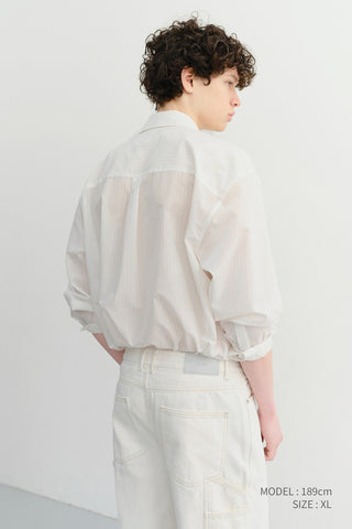 UNISEX SUMMER BREEZE STRIPED OVERSHIRT WHITE