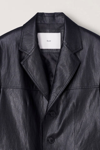 UNISEX RELAXED ALTER-LEATHER HALF JACKET BLACK