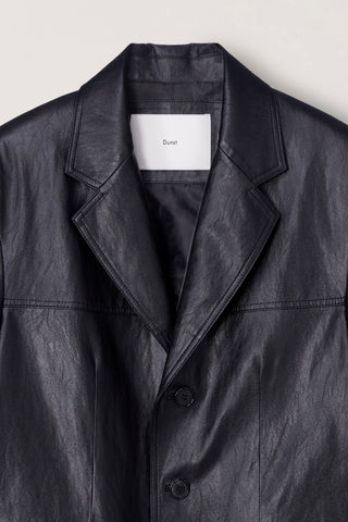 UNISEX RELAXED ALTER-LEATHER HALF JACKET BLACK