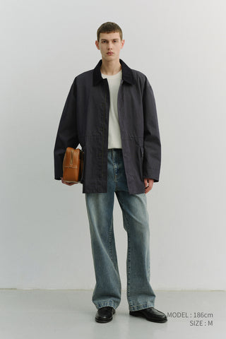 STRAIGHT SLACK JEANS GREYISH LIGHT BLUE
