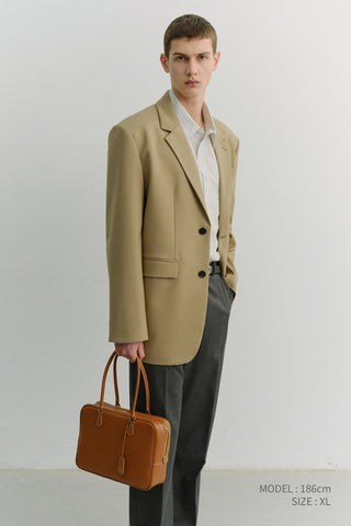 UNISEX 2 BUTTON WOOL BLAZER BEIGE