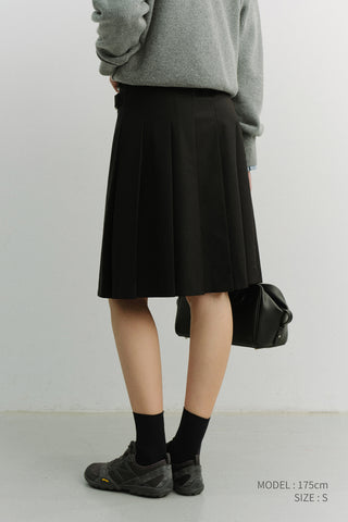 PLEATS MIDI SKIRT BLACK