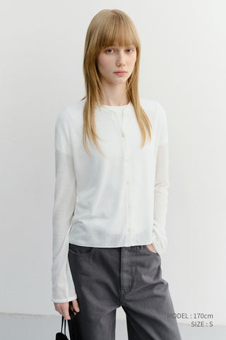 SUMMER ESSENTIAL CREWNECK CARDIGAN WHITE