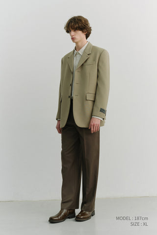 UNISEX 3 BUTTON WOOL BLAZER KHAKI BEIGE