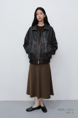FLUID LONG SKIRT KHAKI BROWN