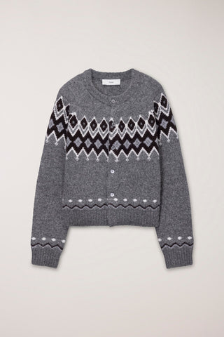 UNISEX CHUNKY PATTERN CARDIGAN MELANGE GREY