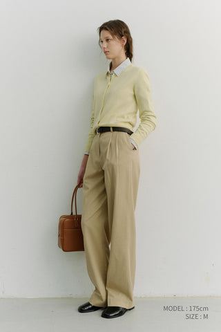 ESSENTIAL CREWNECK KNIT CARDIGAN LEMON